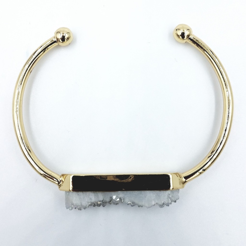 Druzy Natural Stone bracelet Open cuff bangle - Picture 4 of 7